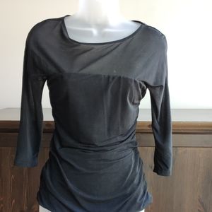 H&M black top with sheer shoulders